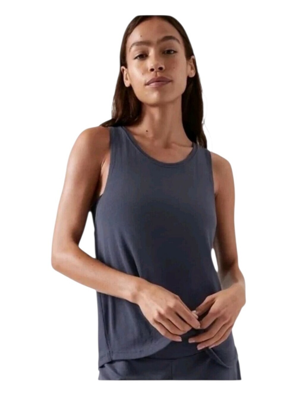 Athleta Womens Blue Ribbed Modal Well Rested Sleep Tank Top Medium